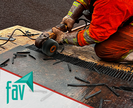 A person preparing a steel belt for FXC Fastening